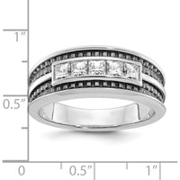 14K White Gold 5-Stone Square Diamond Ring with Black Rhodium - 0.16 Carats Total Diamond Weight by IBGoodman