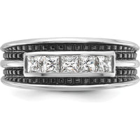 14K White Gold 5-Stone Square Diamond Ring with Black Rhodium - 0.16 Carats Total Diamond Weight by IBGoodman