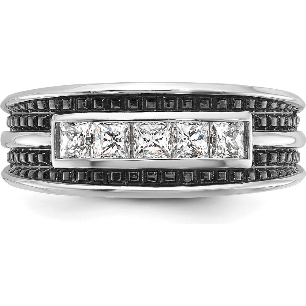 14K White Gold 5-Stone Square Diamond Ring with Black Rhodium - 0.16 Carats Total Diamond Weight by IBGoodman