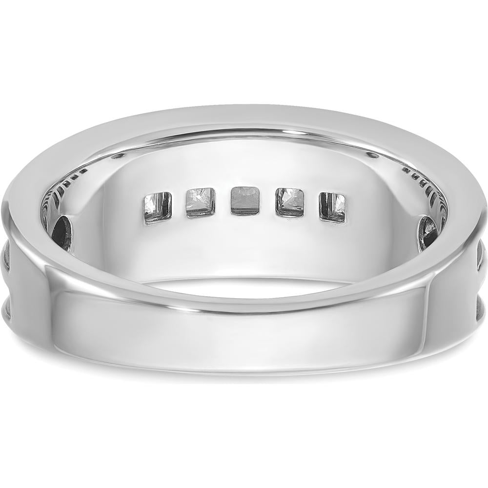 14K White Gold 5-Stone Square Diamond Ring with Black Rhodium - 0.16 Carats Total Diamond Weight by IBGoodman