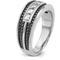 14K White Gold 5-Stone Square Diamond Ring with Black Rhodium - 0.16 Carats Total Diamond Weight by IBGoodman