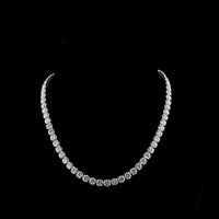 14K White Gold 50.25 Carat Round and Marquise Tennis Necklace with Prong Set Lab Diamonds - 76 Stones Total - Covaloro Fine Jewelry