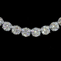 14K White Gold 50.25 Carat Round and Marquise Tennis Necklace with Prong Set Lab Diamonds - 76 Stones Total - Covaloro Fine Jewelry