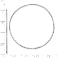 14K White Gold 50mm Diamond-Cut Endless Hoop Earrings - Polished Finish with Rhodium Plating by Oro Pregiato