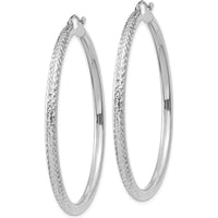 14K White Gold 50mm Diamond-Cut Hoop Earrings with Rhodium Plating by 0