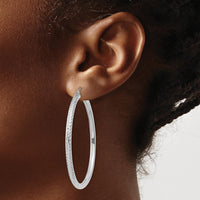 14K White Gold 50mm Diamond-Cut Hoop Earrings with Rhodium Plating by 0