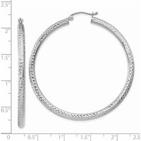14K White Gold 50mm Diamond-Cut Hoop Earrings with Rhodium Plating by 0