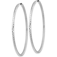 14K White Gold 50mm Diamond-Cut Square Tube Endless Hoop Earrings - Polished Finish by 0