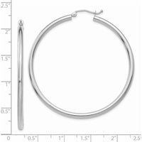 14K White Gold 50mm Polished Lightweight Tube Hoop Earrings by 0