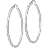 14K White Gold 50mm Polished Square Tube Hoop Earrings by 0