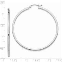 14K White Gold 50mm Polished Square Tube Hoop Earrings by 0