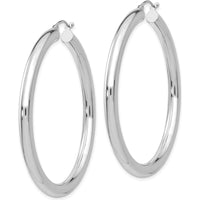 14K White Gold 50mm Polished Tube Hoop Earrings - 4mm Thickness by 0