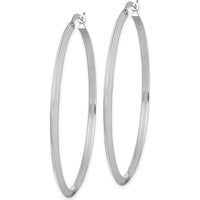 14K White Gold 52mm Polished Rhodium-Plated Large Hoop Earrings by 0