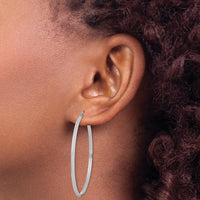 14K White Gold 52mm Polished Rhodium-Plated Large Hoop Earrings by 0