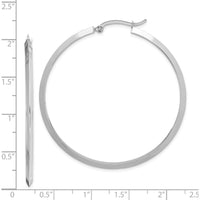 14K White Gold 52mm Polished Rhodium-Plated Large Hoop Earrings by 0