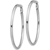 14K White Gold 52mm Polished Round Hoop Earrings with Omega Back Closure by Oro Pregiato
