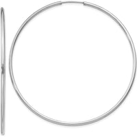 14K White Gold 55mm Polished Endless Hoop Earrings - Classic Luxury Design by Oro Pregiato