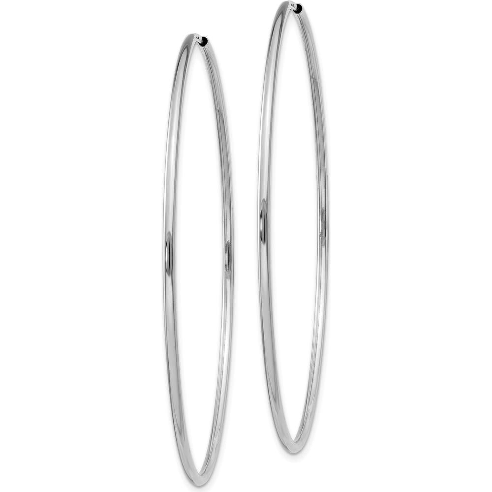 14K White Gold 55mm Polished Endless Hoop Earrings - Classic Luxury Design by Oro Pregiato