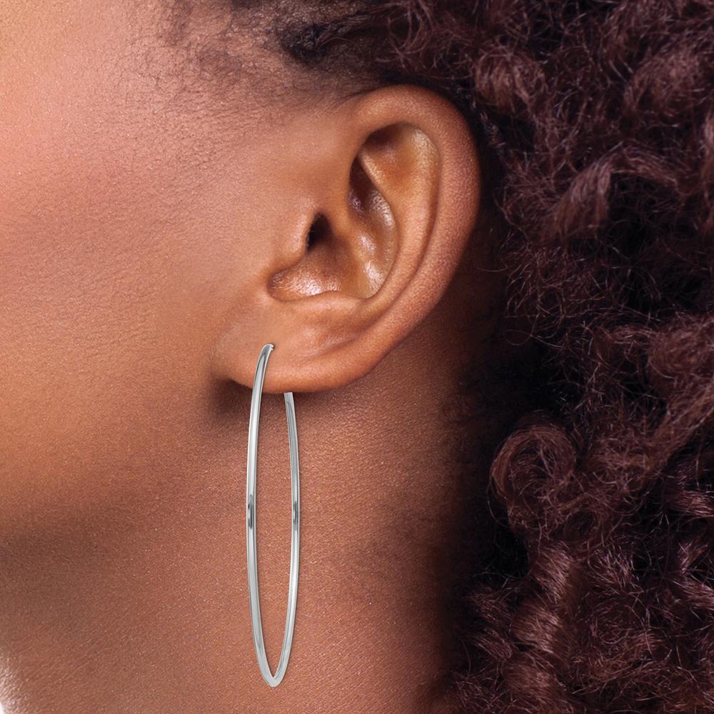 14K White Gold 55mm Polished Endless Hoop Earrings - Classic Luxury Design by Oro Pregiato