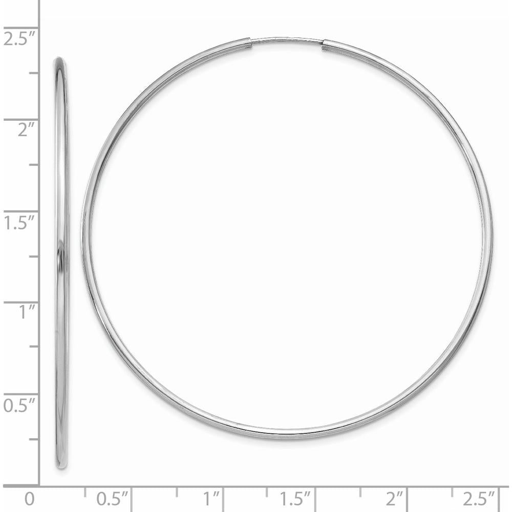 14K White Gold 55mm Polished Endless Hoop Earrings - Classic Luxury Design by Oro Pregiato