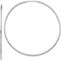 14K White Gold 55mm Polished Endless Tube Hoop Earrings by 0