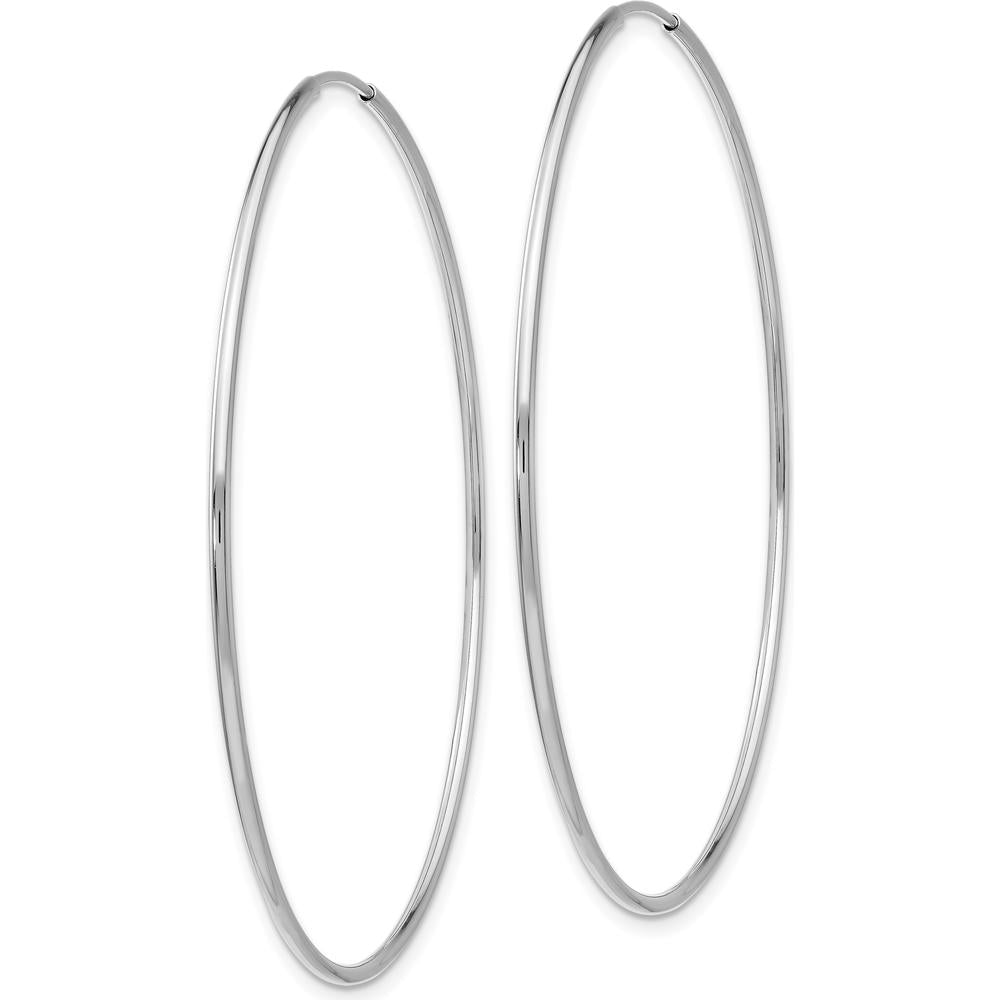 14K White Gold 55mm Polished Endless Tube Hoop Earrings by 0