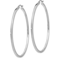 14K White Gold 55mm Square Tube Hoop Earrings with Rhodium Plating by 0