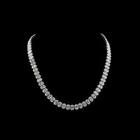 14K White Gold 56.56 Carat Tennis Necklace with North-South Oval Cut Lab Diamonds and Prong Setting - 78 Stones, E-F VS Clarity - Covaloro Fine Jewelry