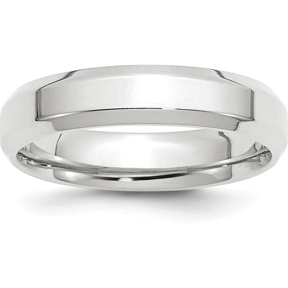 14K White Gold 5mm Beveled Edge Comfort Fit Wedding Band - Size 9.5 by Luciano & Cie