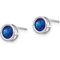 14K White Gold 5mm Bezel-Set Round Sapphire Stud Earrings - 0.70 Carat Total Gem Weight by Oro Pregiato