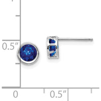 14K White Gold 5mm Bezel-Set Round Sapphire Stud Earrings - 0.70 Carat Total Gem Weight by Oro Pregiato
