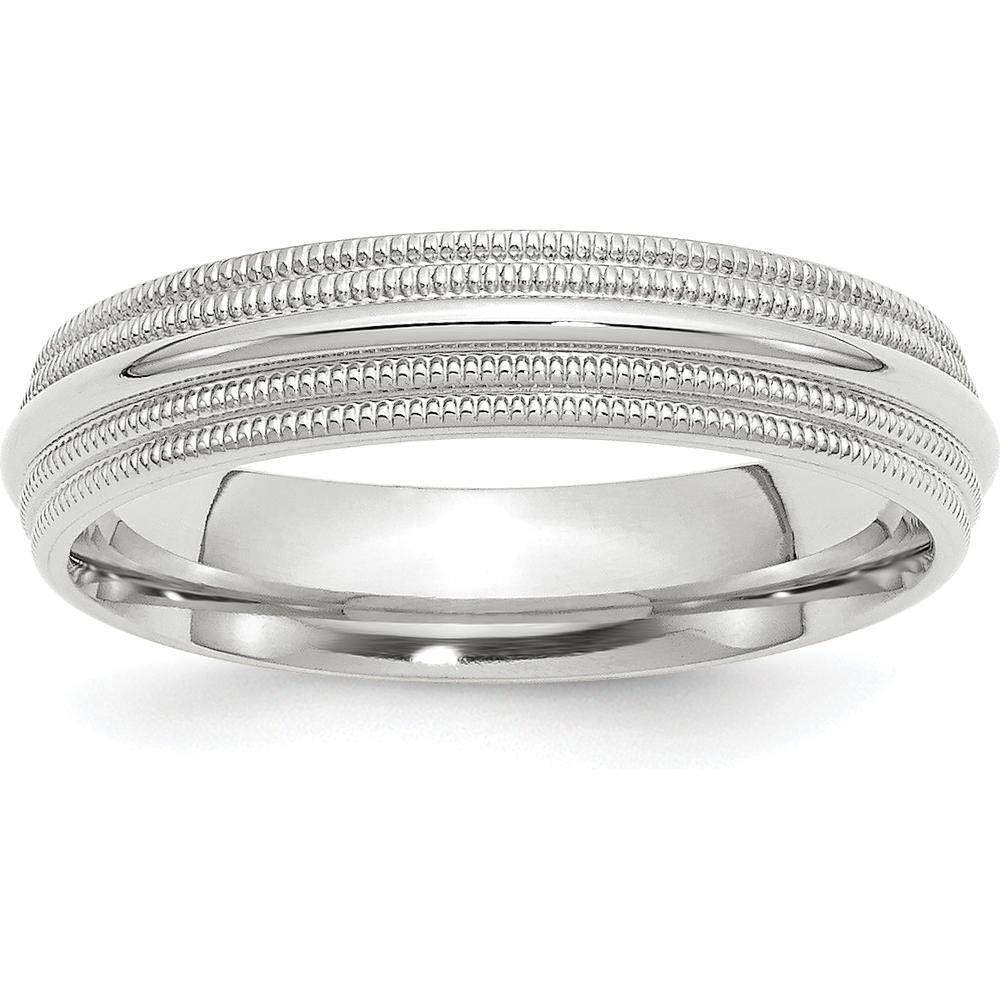 14K White Gold 5mm Double Milgrain Comfort Fit Wedding Band - Size 12 by 0