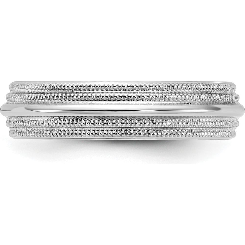 14K White Gold 5mm Double Milgrain Comfort Fit Wedding Band - Size 12 by 0