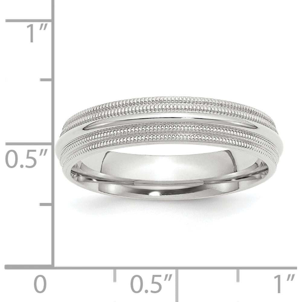 14K White Gold 5mm Double Milgrain Comfort Fit Wedding Band - Size 7 by 0