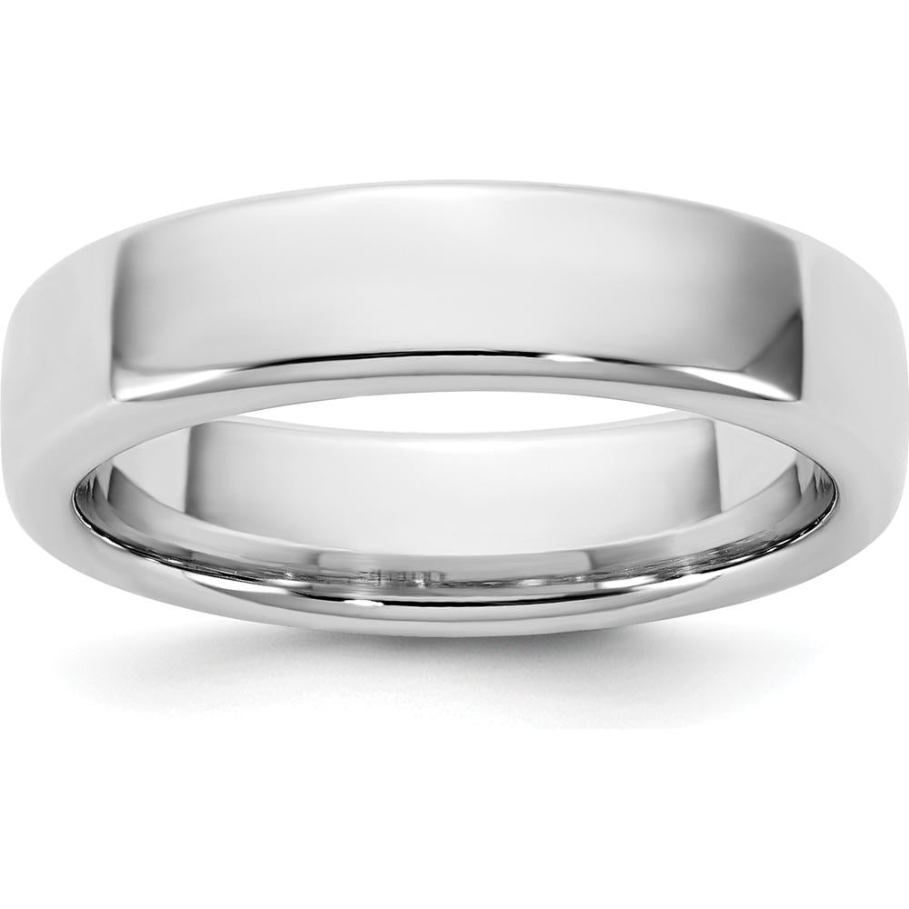 14K White Gold 5mm European Comfort Fit Domed Wedding Band - Engravable by 0