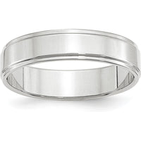 14K White Gold 5mm Flat Wedding Band with Step Edge - Size 10 by Luciano & Cie