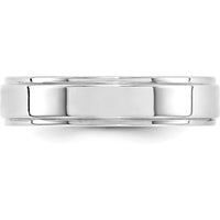 14K White Gold 5mm Flat Wedding Band with Step Edge - Size 10 by Luciano & Cie