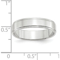 14K White Gold 5mm Flat Wedding Band with Step Edge - Size 10 by Luciano & Cie