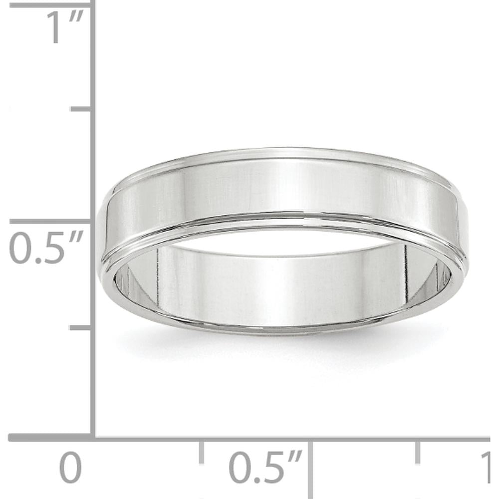 14K White Gold 5mm Flat Wedding Band with Step Edge - Size 10 by Luciano & Cie