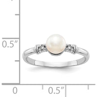 14K White Gold 5mm Freshwater Pearl & Diamond Ring with Milgrain Detail by Monteluci Fine Jewelry