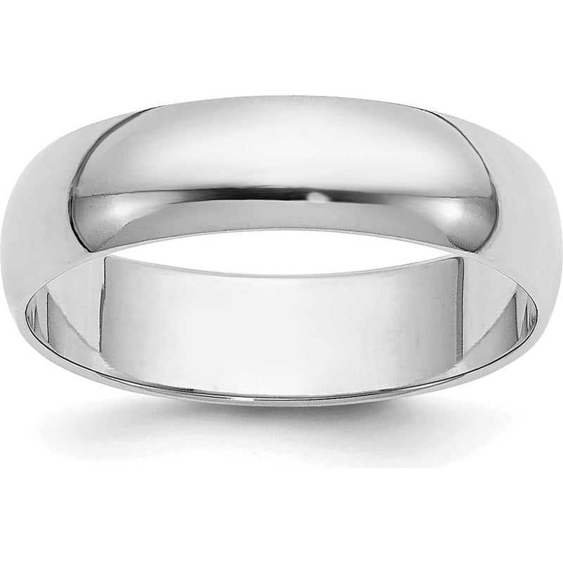 14K White Gold 5mm Half-Round Wedding Band - Polished Finish by Luciano & Cie