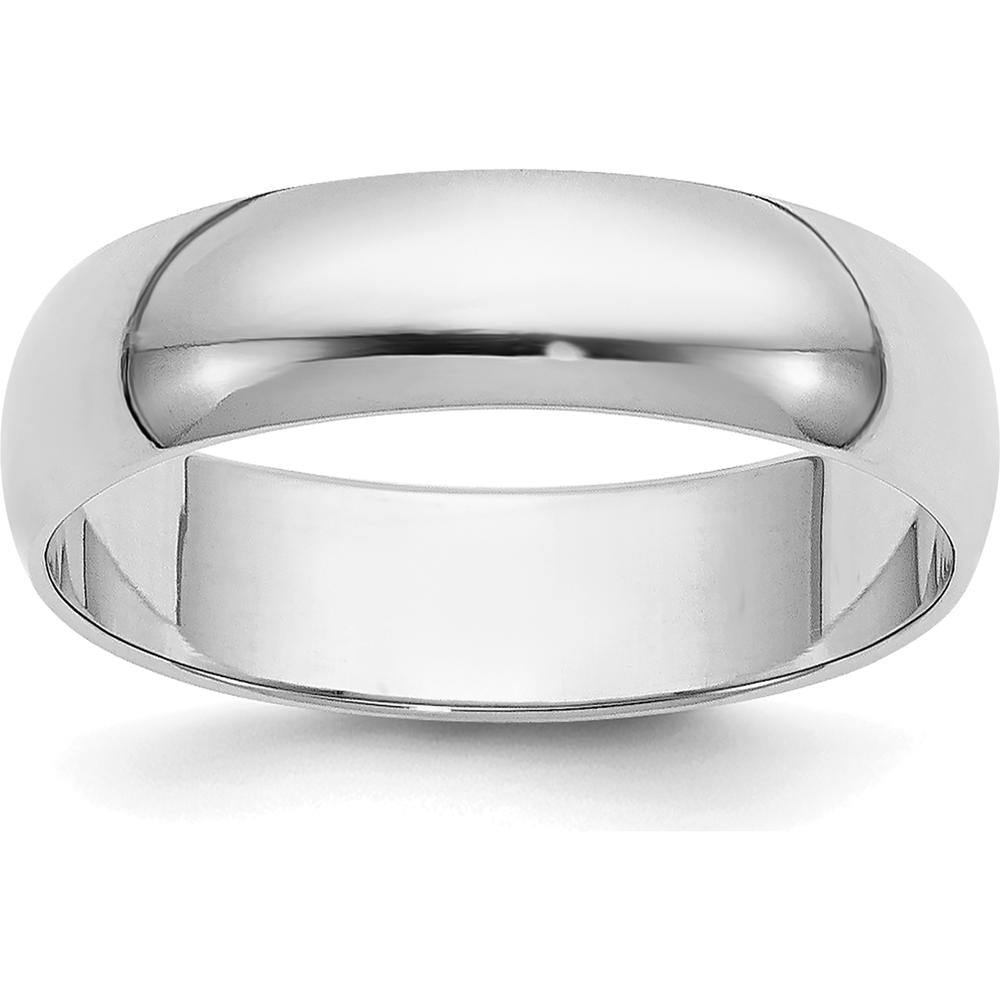 14K White Gold 5mm Half-Round Wedding Band with Polished Finish - Size 7.5 by Luciano & Cie