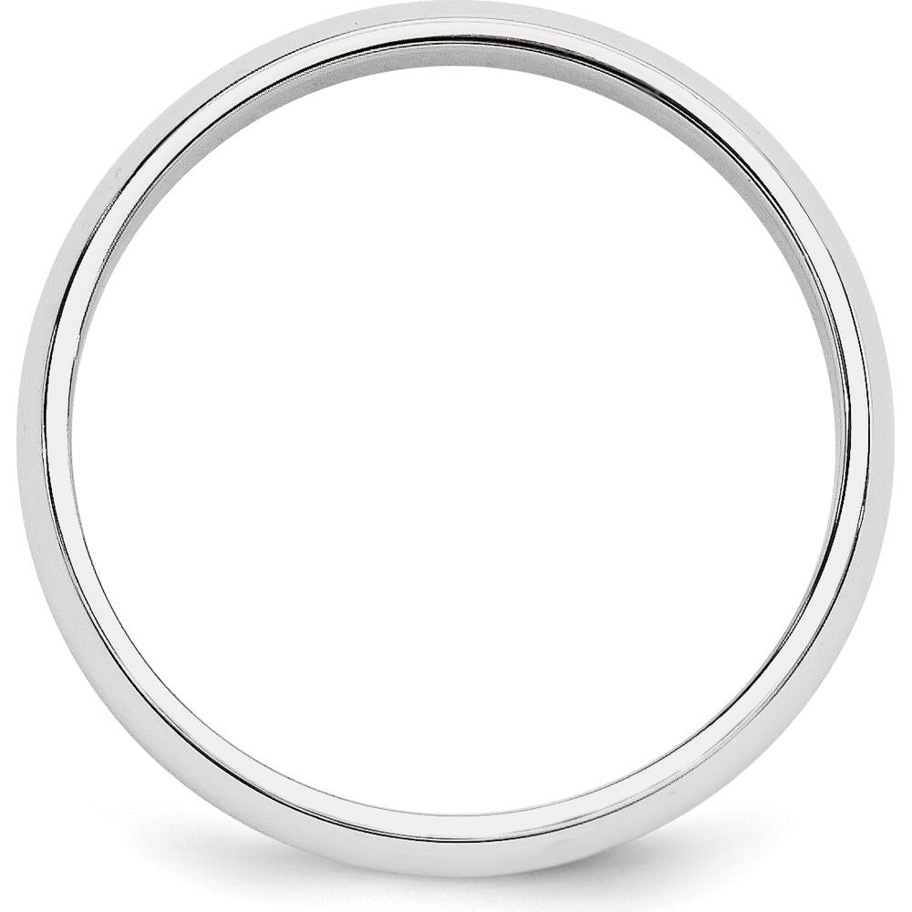 14K White Gold 5mm Half-Round Wedding Band with Polished Finish - Size 7.5 by Luciano & Cie