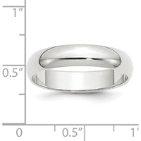 14K White Gold 5mm Half-Round Wedding Band with Polished Finish - Size 7.5 by Luciano & Cie