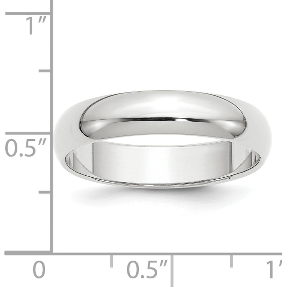 14K White Gold 5mm Half-Round Wedding Band with Polished Finish - Size 7.5 by Luciano & Cie