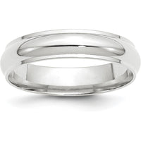 14K White Gold 5mm Half Round Wedding Band with Ridged Edge - Size 9 by Luciano & Cie