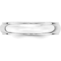 14K White Gold 5mm Half Round Wedding Band with Ridged Edge - Size 9 by Luciano & Cie