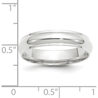 14K White Gold 5mm Half Round Wedding Band with Ridged Edge - Size 9 by Luciano & Cie
