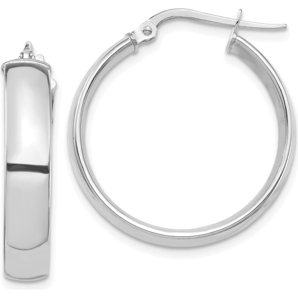 14K White Gold 5mm High Polish Medium Hoop Earrings by 0