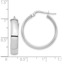 14K White Gold 5mm High Polish Medium Hoop Earrings by 0